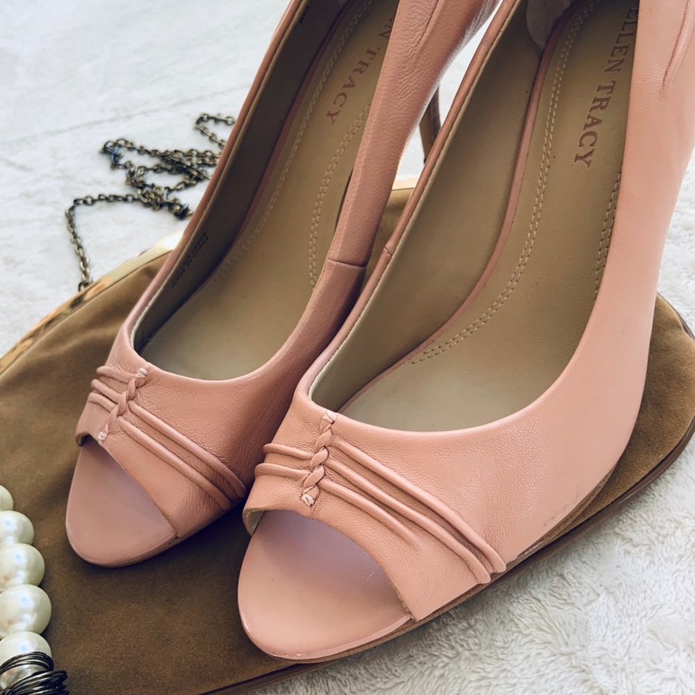 Ellen Tracy Light Pink Open Toe Heels